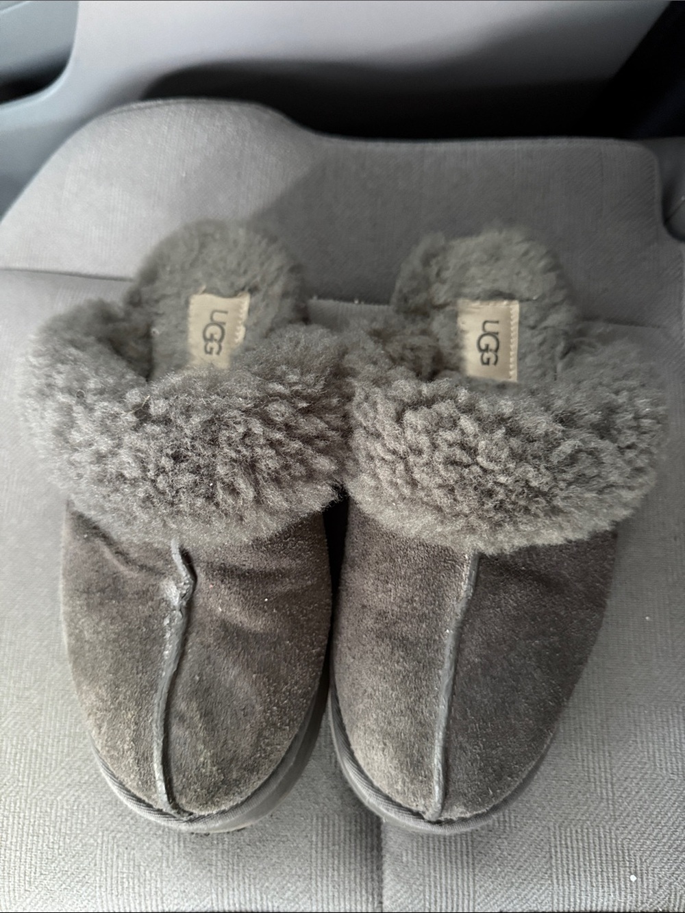 UGG Charcoal Shearling Mule Slippers